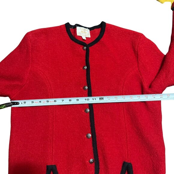 Vintage Tally-Ho Red Boiled Wool Cardigan – Size 12 - Picture 5 of 15
